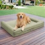 Sytopia 42 Inch Outdoor Waterproof Dog Bed for Extra Large Dogs, Washable Jacket-Grade Shell with Egg Crate Foam, Orthopedic Durable Bed for Patio, Deck, Ideal for Indoor Outdoor Use, Green