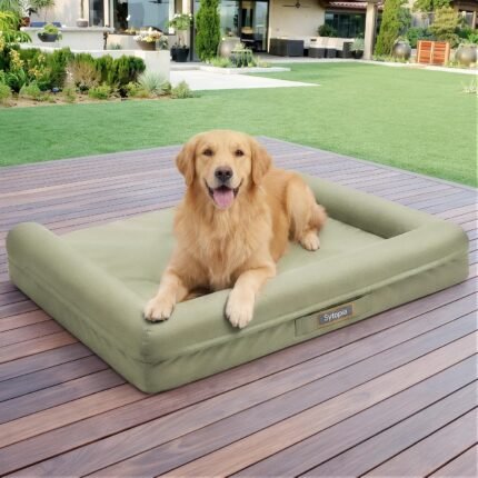 Sytopia 42 Inch Outdoor Waterproof Dog Bed for Extra Large Dogs, Washable Jacket-Grade Shell with Egg Crate Foam, Orthopedic Durable Bed for Patio, Deck, Ideal for Indoor Outdoor Use, Green