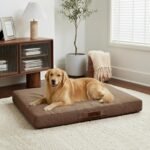Sytopia Indestructible Orthopedic Dog Bed, 42″ Durable Dog Bed for Extra Large Dogs, Waterproof Chew Proof Pet Bed, Comfortable Dog Crate Pad, Washable Cover, Indoor & Outdoor Use, Brown