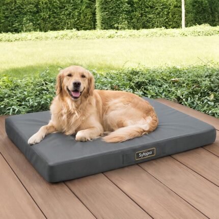 Sytopia Outdoor Dog Bed for Large Sized Dogs, 42“ Canvas Waterproof Pet Bed with Removable Washable Cover, XL Cooling Mat for Patio, Crate, Camping, Travel & Home, Gray