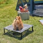 TIMBER RIDGE Outdoor Dog Bed, Cooling Elevated Dog Bed Portable Raised Pet Bed with Breathable Mesh, Foldable Dog Cot for Indoor & Outside, Grey