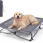 TIMBER RIDGE Outdoor Dog Bed, Cooling Elevated Pet Bed Portable Raised Dog Bed with Breathable Mesh, Dog Bed Foldable Dog Cot for Indoor & Outside, Grey