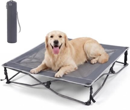 TIMBER RIDGE Outdoor Dog Bed, Cooling Elevated Pet Bed Portable Raised Dog Bed with Breathable Mesh, Dog Bed Foldable Dog Cot for Indoor & Outside, Grey
