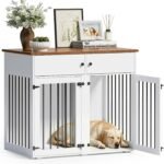 TIMHAKA 41″ Dog Crate Furniture, Heavy Duty Dog Cage with Removable Divider