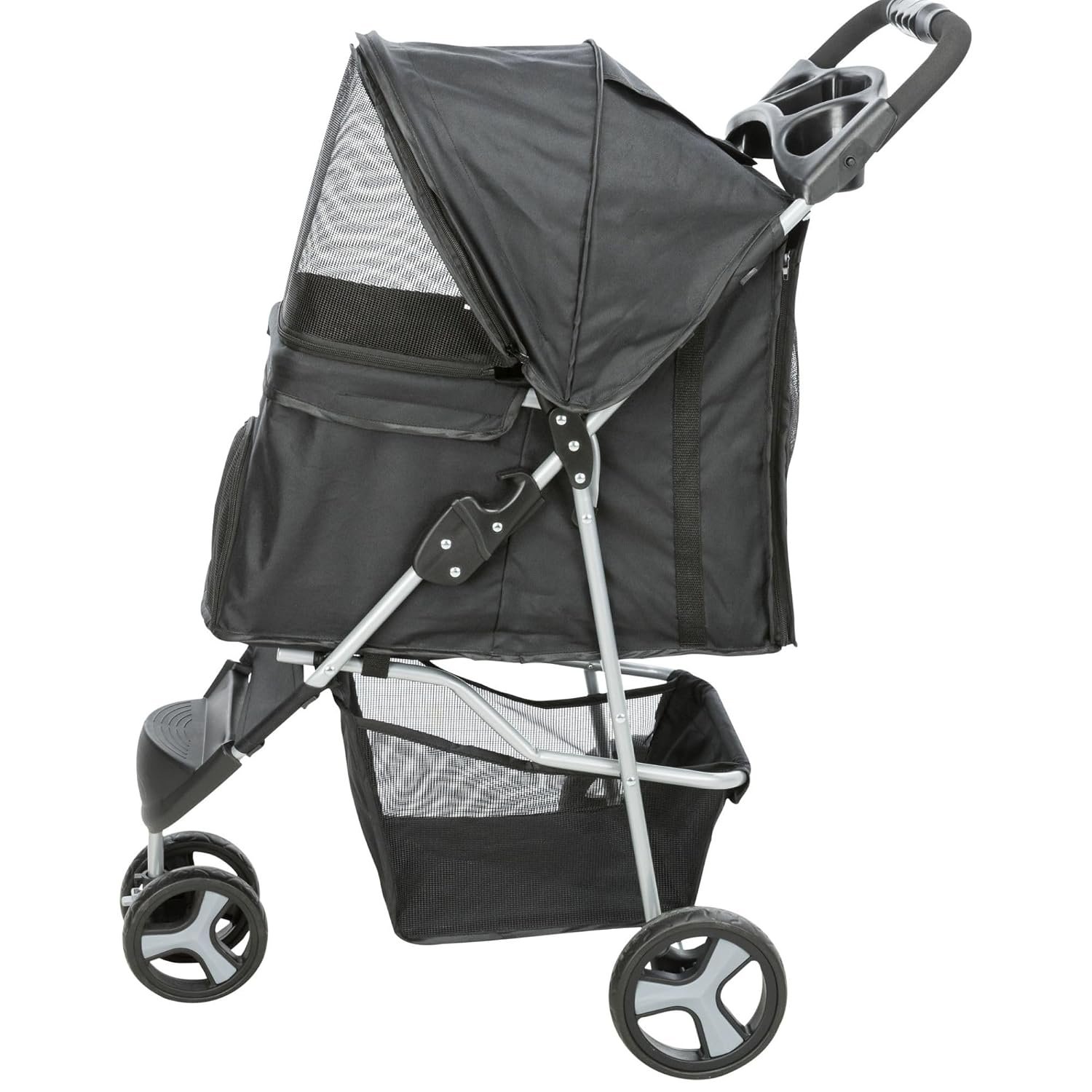 TRIXIE Foldable Pet Stroller for Cats and Dogs, Pet Carrier Strolling Cart with Weather Cover, Storage Basket, Cup Holder, Black TRIXIE Foldable Pet Stroller for Cats and Dogs, Pet Carrier Strolling Cart with Weather Cover, Storage Basket, Cup Holder, Black