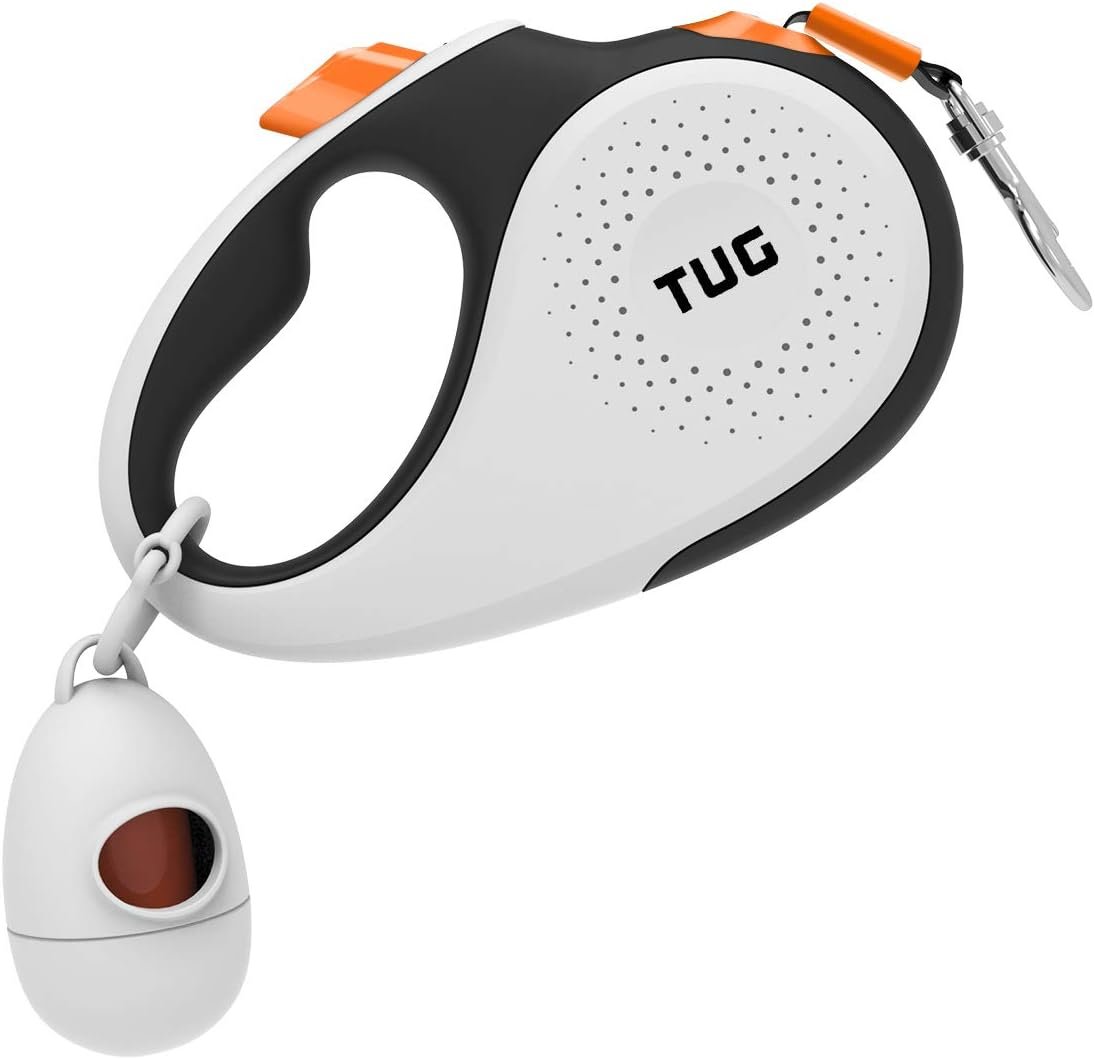 TUG 360° Tangle-Free Retractable Dog Leash with Waste Bag Dispenser (Medium, White/Orange) TUG 360° Tangle-Free Retractable Dog Leash with Waste Bag Dispenser (Medium, White/Orange)