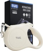 TUG Quest Retractable Dog Leash | 360° Tangle-Free | 26 ft Tape (XL, Cream)
