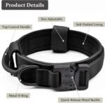 Tactical Dog Collar, Adjustable Military Training Nylon Pet Collar, Black L - Image 2