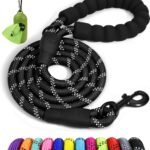 Taglory Rope Dog Leash for Medium Large Dogs, 5 FT Padded Handle, Black