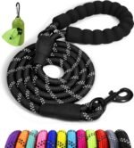 Taglory Rope Dog Leash for Medium Large Dogs, 5 FT Padded Handle, Black