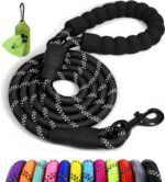 Taglory Rope Dog Leash for Medium Large Dogs, 6 FT Padded Handle, Black