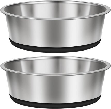 Taglory Stainless Steel Dog Bowls Set of 2, Non-Slip Base, 8 Cup, 59oz