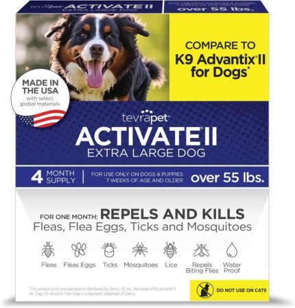 TevraPet Activate II Flea and Tick Prevention for Extra Large Dogs 55+ lbs
