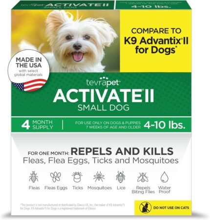 TevraPet Activate II Flea and Tick Prevention for Small Dogs, 4-10 lbs