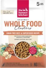 The Honest Kitchen Grain Free Beef & Superfoods Whole Food Clusters, Human Grade Dry Dog Food, Vet-Crafted Nutritional Support for Skin, Coat, Digestion & Overall Wellness, 5 lb Bag