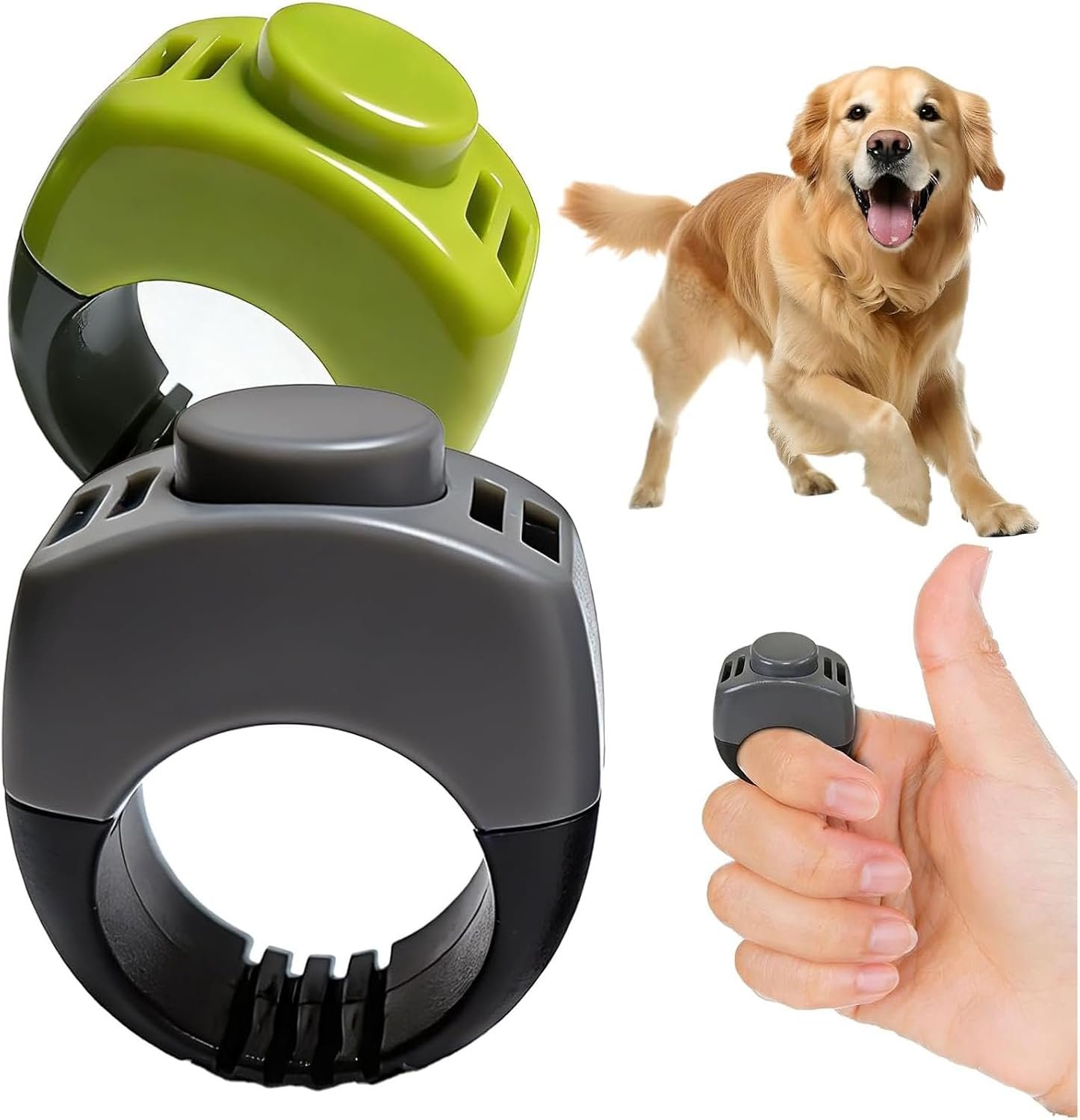 The Set of Easy Clicking Finger Ring Clicker Included Large and Small 2 Sizes,Dog clicker Trainer Suitable for Dogs Cats Horses traing Allowing Effective Versatile Training (2pcs Grey+Green) The Set of Easy Clicking Finger Ring Clicker Included Large and Small 2 Sizes,Dog clicker Trainer Suitable for Dogs Cats Horses traing Allowing Effective Versatile Training (2pcs Grey+Green)
