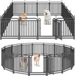 Thickened Dog Playpen Foldable Metal Yard Fence32/40inch Compact Portable Animal Barrier Fence for Indoor Outdoor (Silver, 32''H, 16 Panels-36.8ft(L)-Includes 2 Gates)