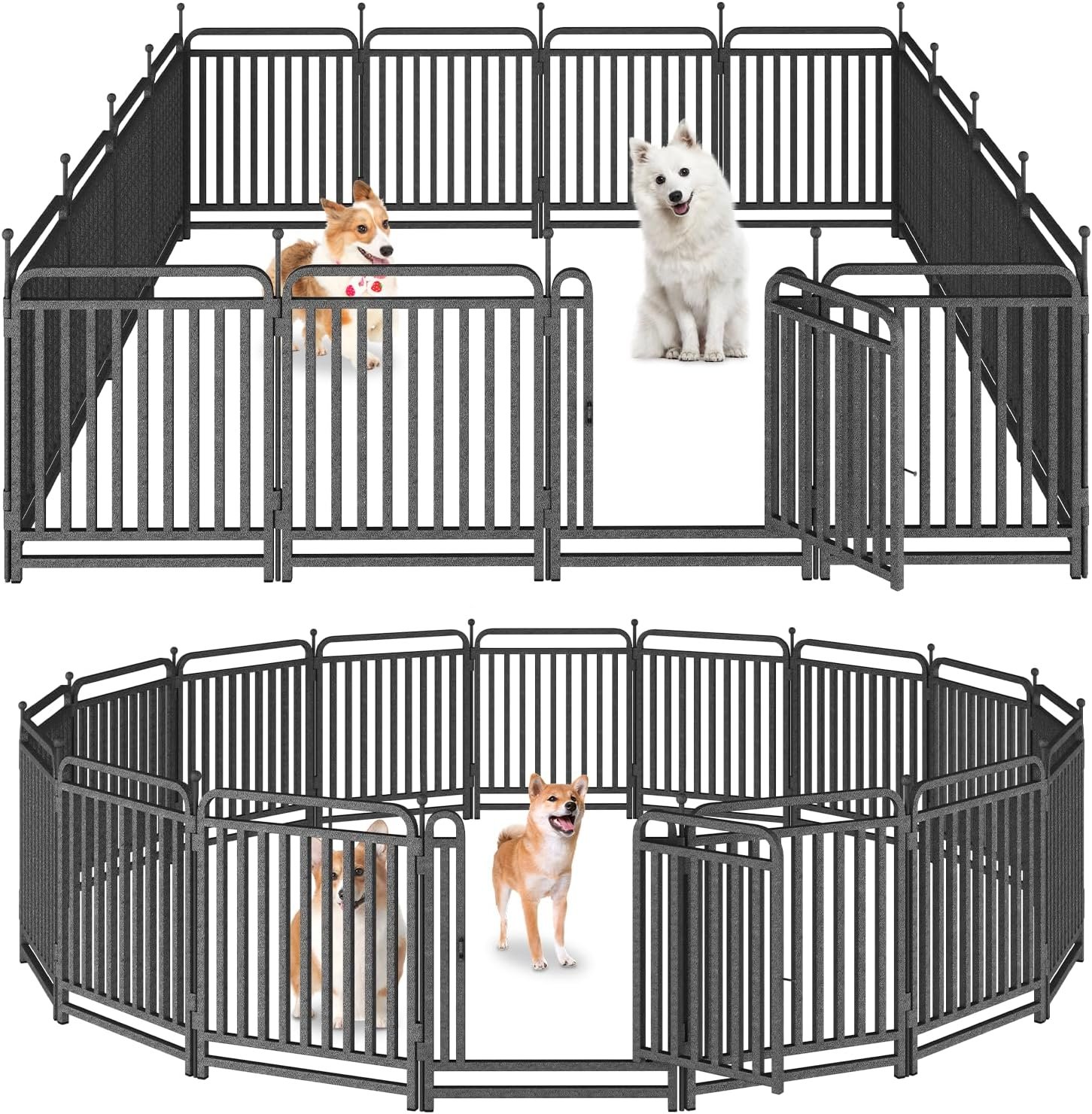 Thickened Dog Playpen Foldable Metal Yard Fence32/40inch Compact Portable Animal Barrier Fence for Indoor Outdoor (Silver, 32”H, 16 Panels-36.8ft(L)-Includes 2 Gates) Thickened Dog Playpen Foldable Metal Yard Fence32/40inch Compact Portable Animal Barrier Fence for Indoor Outdoor (Silver, 32”H, 16 Panels-36.8ft(L)-Includes 2 Gates)