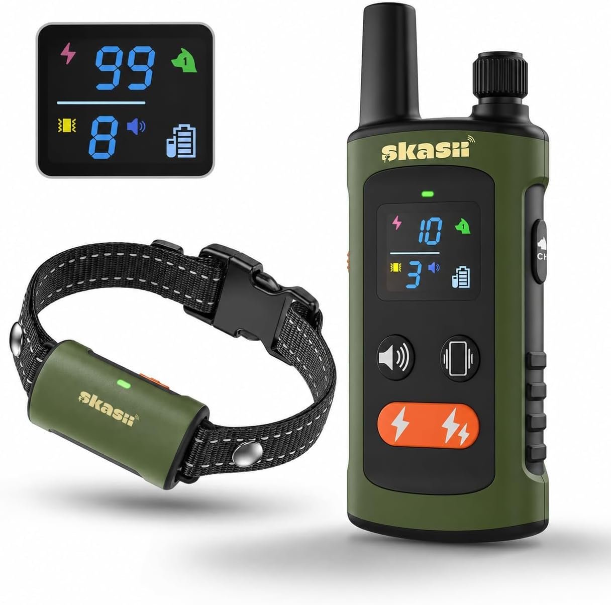 Training Collar for Dogs with Remote Control, Green Training Collar for Dogs with Remote Control, Green