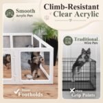 Transparent Indoor Dog Playpen with Safety Lock, Indoor Dog Fence for Small & Medium Pets | Secure, Stylish, Easy Clean Play Pen for Dogs & Pets with Scratch Resistant Panels (24''H,White, 10 Panel) - Image 2