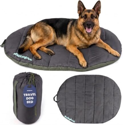 Travel Dog Bed, 48x36in, Foldable & Packable with Carry Bag, Black