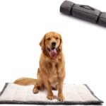 Travel Dog Bed, Rollup Crate Mat, Kennel Pad, Pet Camping Gear with Carry Handles for Medium Dog or Cat, Super Soft, Machine Washable, 36 * 23” Grey
