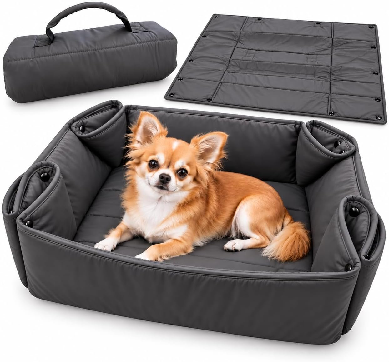 Travel Dog Bed for Small Dogs, 3-in-1 Foldable Portable Dog Bed & Travel Mat, Waterproof Pet Bed for Camping, Hotel & Vacation Rentals Travel Dog Bed for Small Dogs, 3-in-1 Foldable Portable Dog Bed & Travel Mat, Waterproof Pet Bed for Camping, Hotel & Vacation Rentals