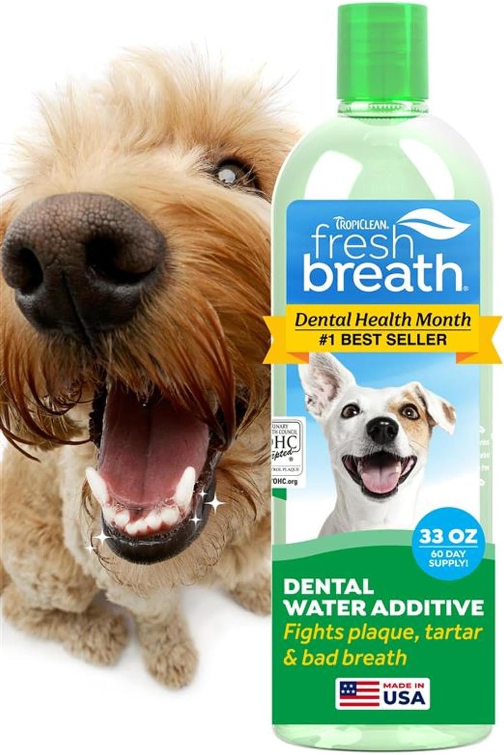 TropiClean Fresh Breath Dental Water Additive, Dog Breath Freshener, 33.8oz TropiClean Fresh Breath Dental Water Additive, Dog Breath Freshener, 33.8oz