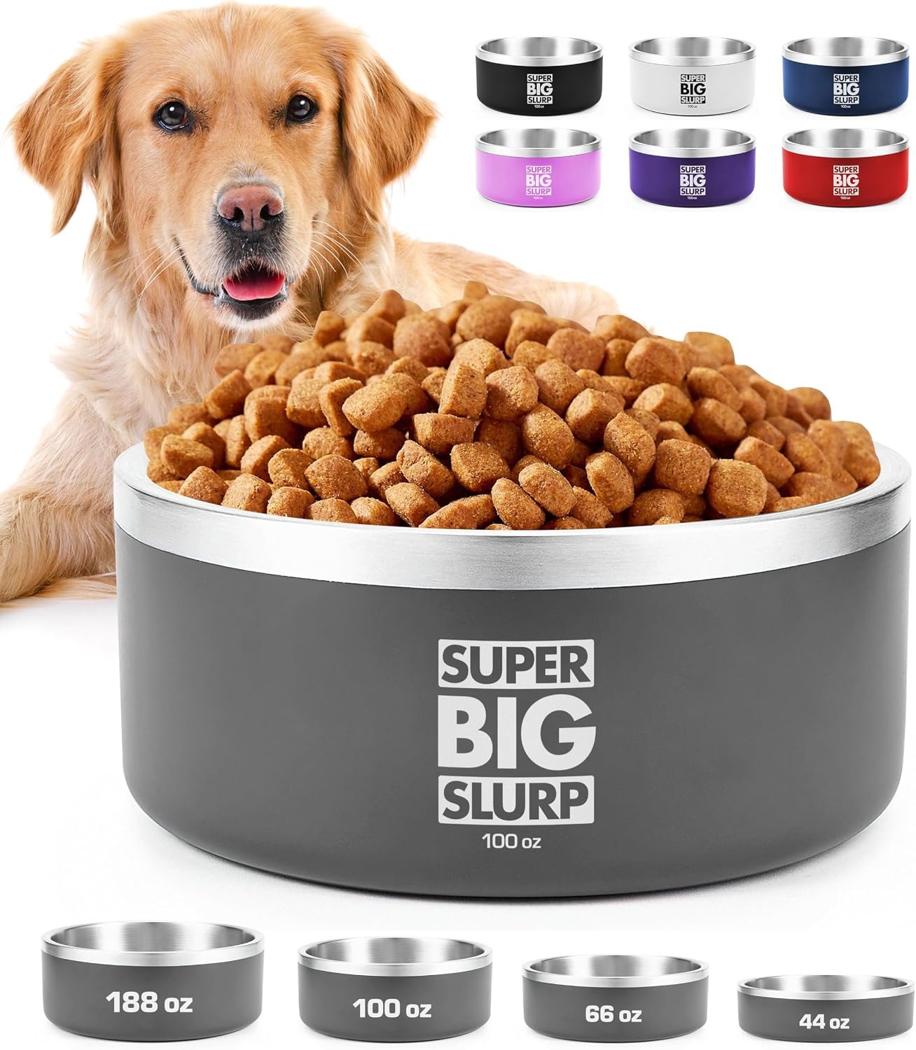 Tuff Pupper 100 oz Heavy Duty Insulated Stainless Steel Dog Bowl for Large Dogs, Non-Slip Base, Dishwasher Safe Tuff Pupper 100 oz Heavy Duty Insulated Stainless Steel Dog Bowl for Large Dogs, Non-Slip Base, Dishwasher Safe