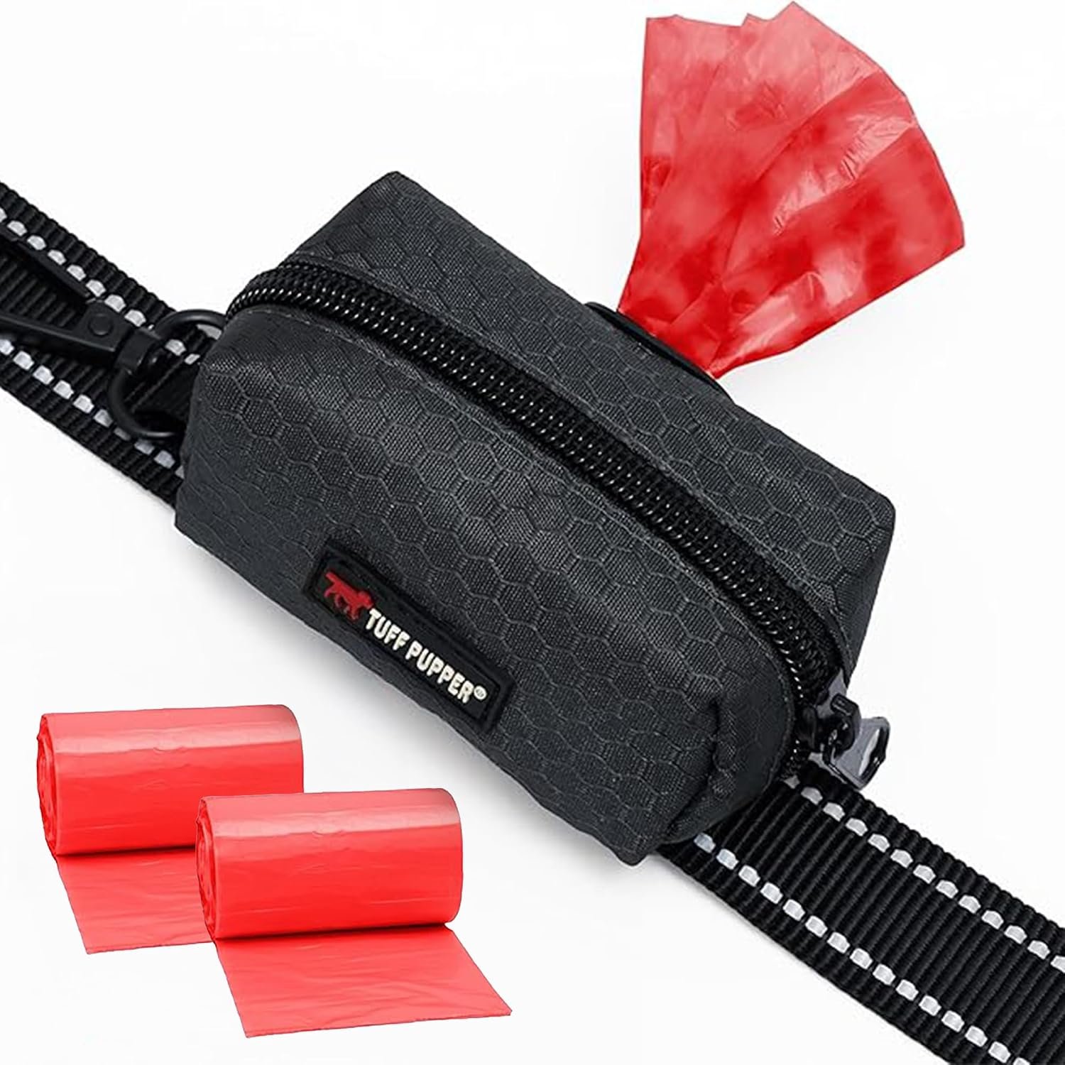 Tuff Pupper Dog Poop Bag Holder | Works with Any Dog Leash | Zippered Waste Bag Dispenser | Waterproof with Rust-Proof Clip | Convenient Lightweight Design | Includes 2 Rolls of Leak-Proof Bags Tuff Pupper Dog Poop Bag Holder | Works with Any Dog Leash | Zippered Waste Bag Dispenser | Waterproof with Rust-Proof Clip | Convenient Lightweight Design | Includes 2 Rolls of Leak-Proof Bags