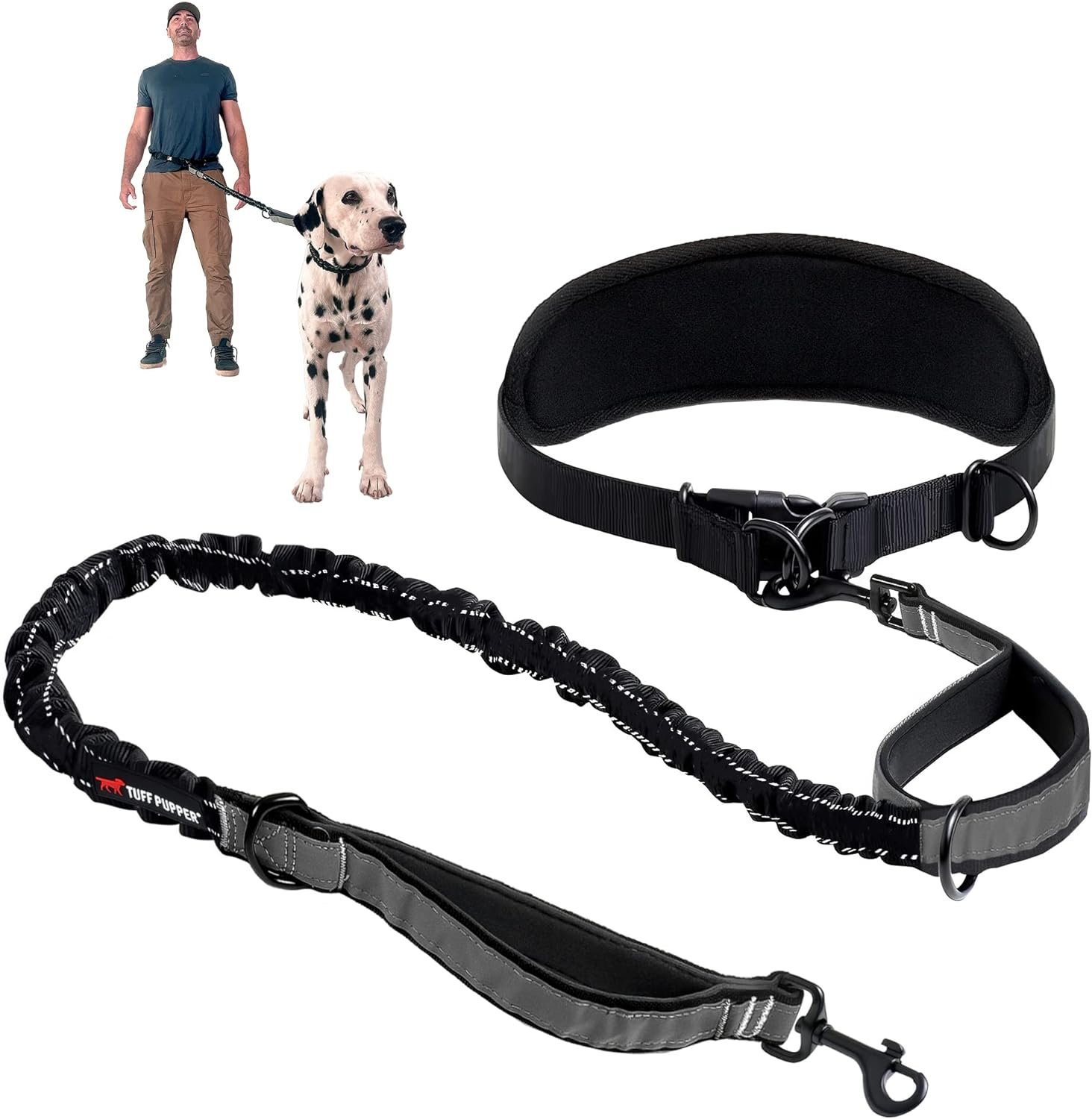 Tuff Pupper Hands Free Bungee Dog Leash, Waist Belt for Running & Walking Tuff Pupper Hands Free Bungee Dog Leash, Waist Belt for Running & Walking