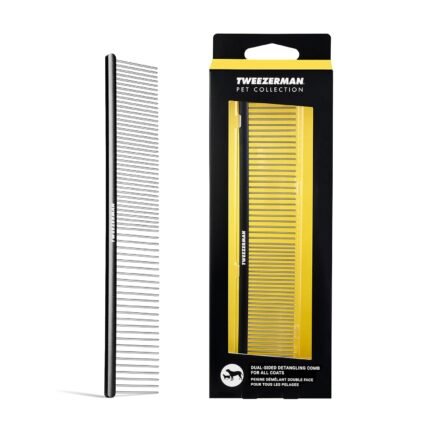 Tweezerman Dual-Sided Detangling Comb-Wide Toothed & Fine Toothed for Pets
