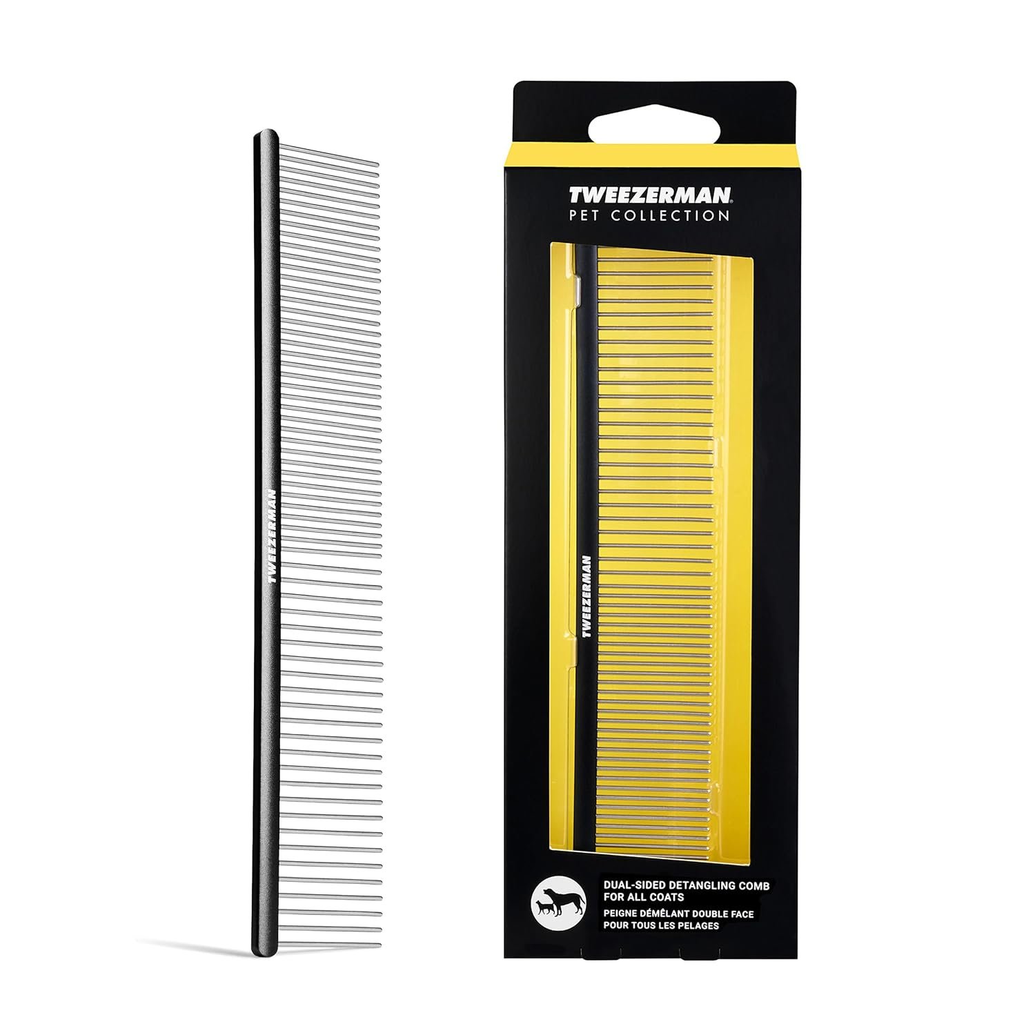 Tweezerman Dual-Sided Detangling Comb-Wide Toothed & Fine Toothed for Pets Tweezerman Dual-Sided Detangling Comb-Wide Toothed & Fine Toothed for Pets