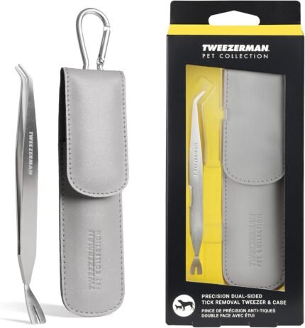 Tweezerman Pet Dog & Cat Tick Remover Tweezer Kit with Case
