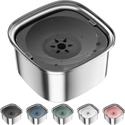 UPSKY 3L Stainless Steel Dog Water Bowl, No-Spill Slow Drinking Feeder
