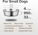 URBUDDIES 2 Pack Hammered Stainless Steel Dog Bowls, 4 Cup, Gray Bottom - Image 2