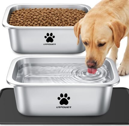 URPOWER 2 Pack 1.25 Gallon Large Dog Water Bowl Stainless Steel Dog Bowls