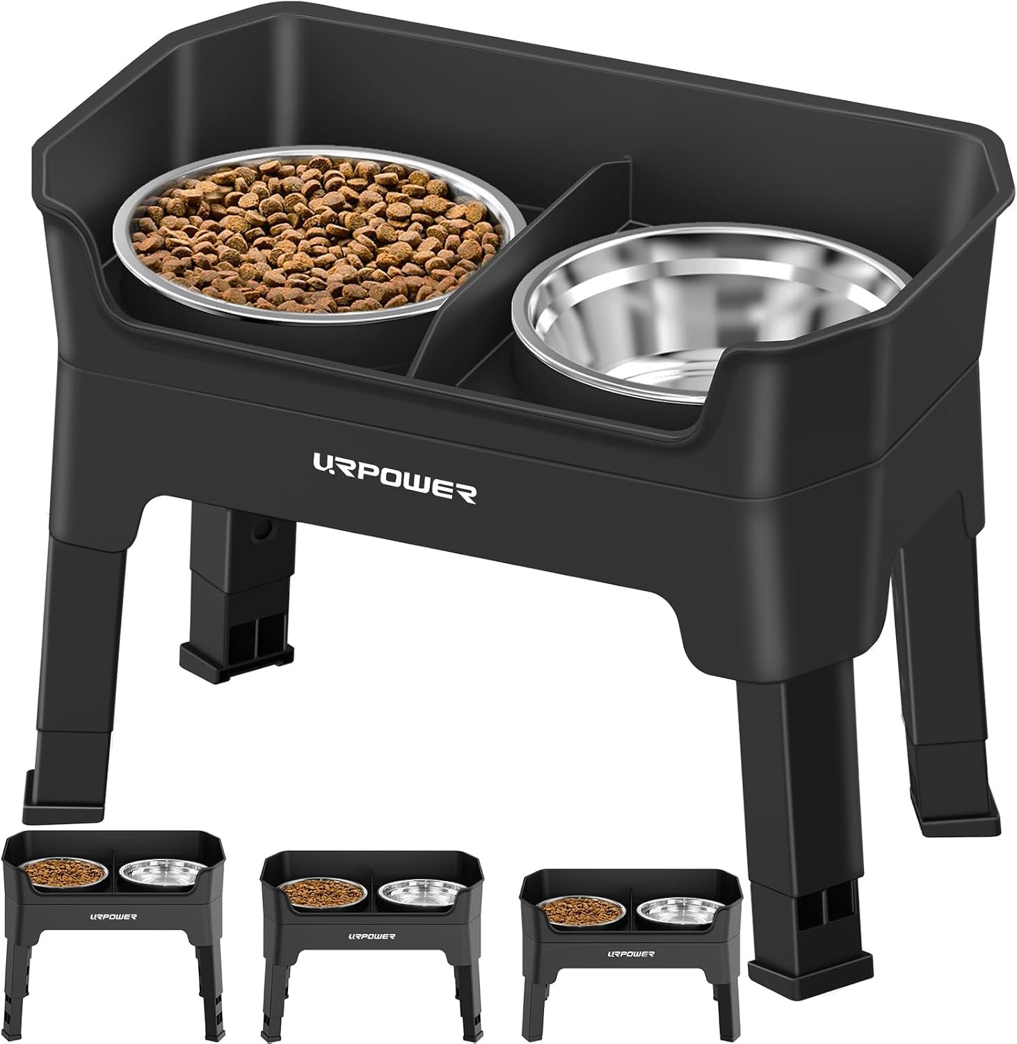 URPOWER Elevated Dog Bowls, 3-in-1 Double Deck Raised Dog Bowl Stand URPOWER Elevated Dog Bowls, 3-in-1 Double Deck Raised Dog Bowl Stand