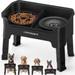 URPOWER Mess Proof Elevated Dog Bowls 4 Height Adjustable Raised Stand