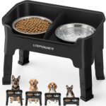 URPOWER Mess Proof Elevated Dog Bowls, Splash Guard Raised Bowl Stand