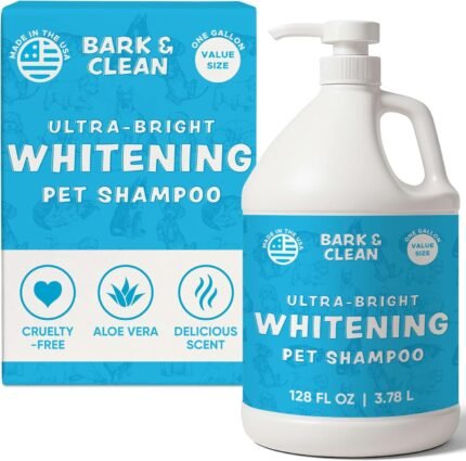 Ultra Bright Whitening Shampoo for Dogs - 1 Gallon with a Pump, 18:1 Dilution - Made with Aloe, Coconut, and Color Enhancing Blue Tint for a Bright and Vibrant Coat