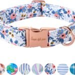 Unique Style Paws Dog Collar With Metal Buckle – Red Rose Flower Gift for Small, Medium, Large Boys Girls Dogs – Durable and Cute