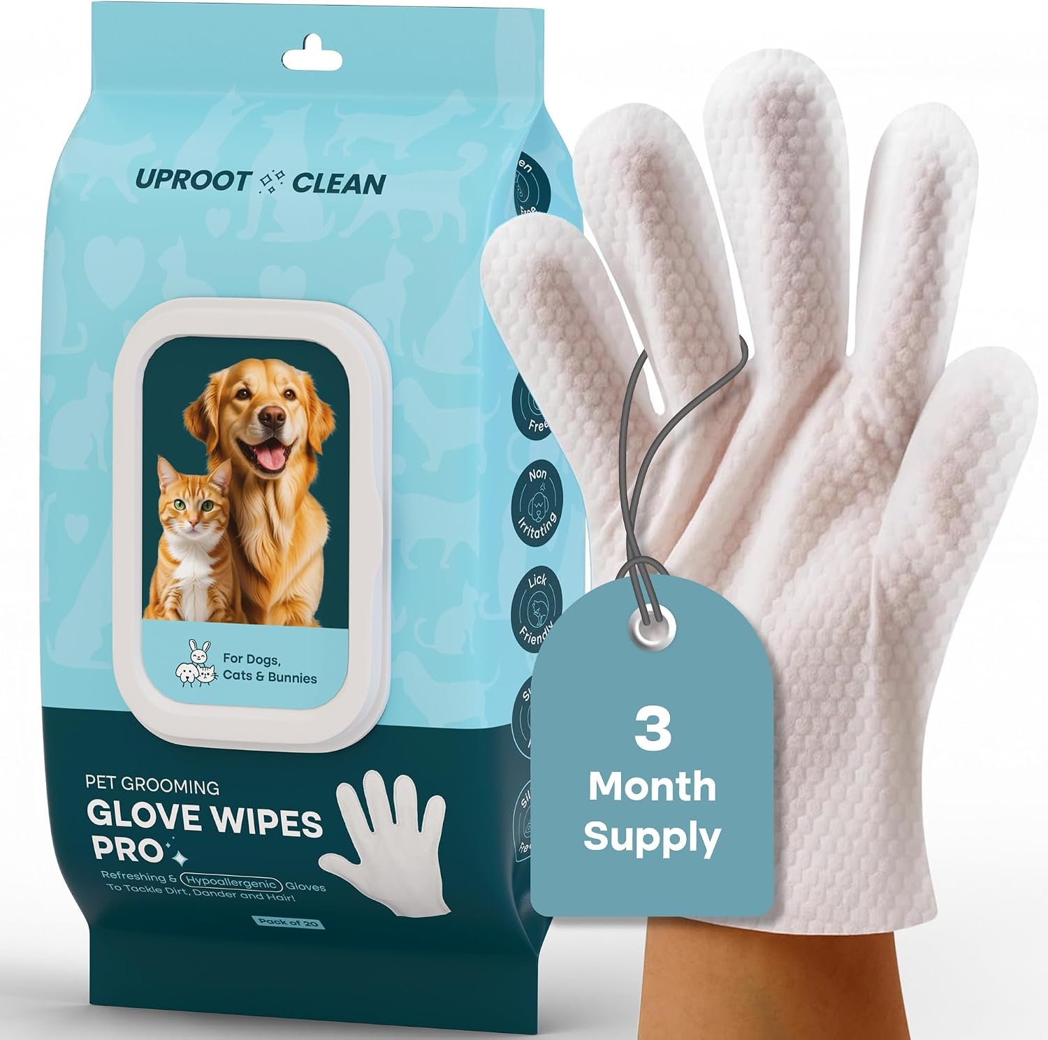Uproot Clean Pet Grooming Gloves: Deodorizing & Grooming, 3-Month Supply Uproot Clean Pet Grooming Gloves: Deodorizing & Grooming, 3-Month Supply