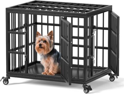 VERIFURTY 24" Heavy Duty Dog Crate for Small Dogs, Metal Kennel Indoor