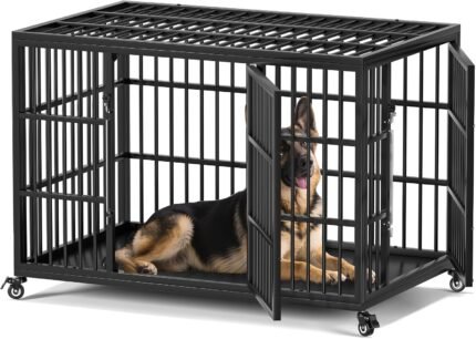 VERIFURTY 48" Heavy Duty Dog Crate for Large Dogs, XXL Metal Kennel