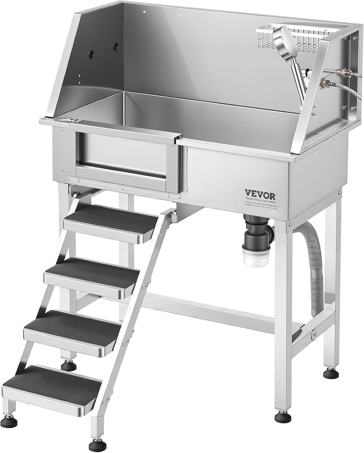 VEVOR 34″ Dog Washing Station Professional Stainless Steel Pet Grooming Tub Bathtub Dog Wash Sink with Shower Faucet Soap Holder Non-Slip Stairs Easy-Clean for Small Dogs Cats Left Door VEVOR 34″ Dog Washing Station Professional Stainless Steel Pet Grooming Tub Bathtub Dog Wash Sink with Shower Faucet Soap Holder Non-Slip Stairs Easy-Clean for Small Dogs Cats Left Door