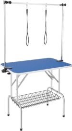 VEVOR 36 x 24 Inch Pet Grooming Table, Foldable, 2 Height Adjustable Arms, No-Sit Haunch Holder with Grooming Loop, 330LBS Static Weight Capacity, for Small & Medium Dogs