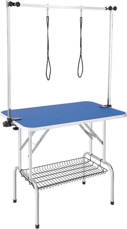 VEVOR 36 x 24 Inch Pet Grooming Table, Foldable, 2 Height Adjustable Arms, No-Sit Haunch Holder with Grooming Loop, 330LBS Static Weight Capacity, for Small & Medium Dogs