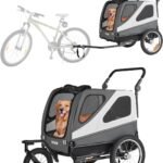 VEVOR Dog Bike Trailer, 2-in-1 Bicycle Carrier Supports up to 66/88/100 lbs