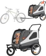 VEVOR Dog Bike Trailer, 2-in-1 Bicycle Carrier Supports up to 66/88/100 lbs